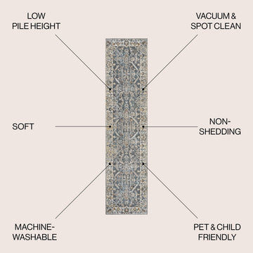 Brandy Rustic Border Low-Pile Machine-Washable Area Rug